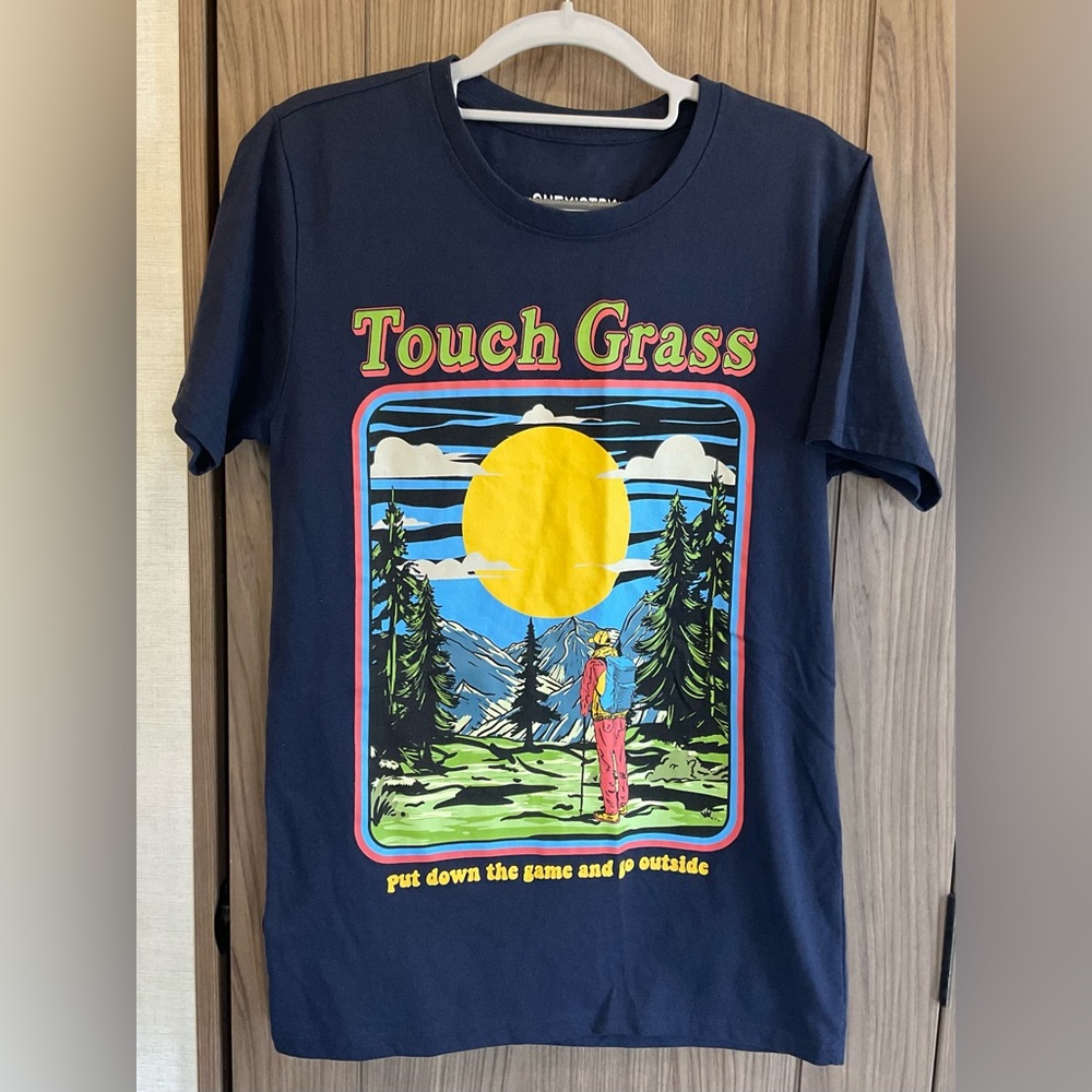 Chemistry Mens Short Sleeve Crew Neck Blue Touch Grass Tee Shirt Size S